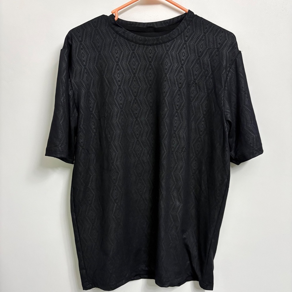 Laviva Sports Mens Black‎ Geometric Textured Short Sleeve T-Shirt Size Medium